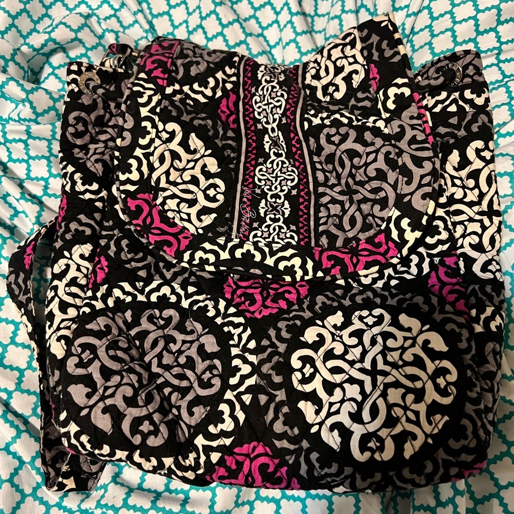 Vera Bradley Patterned Black and Pink Bag
